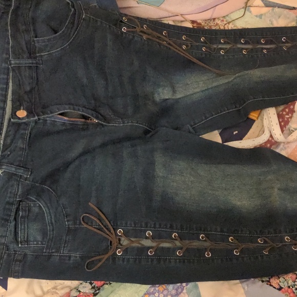Plus Size 18 Women's Jeans Bottoms High Waist Lace Up Skinny Jeans 18 2X - Picture 10 of 11